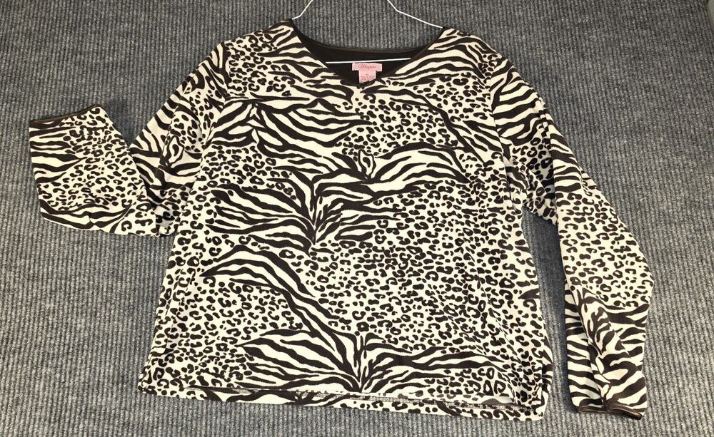 Whispers Animal Print Long Sleeve Women's Blouse Size XL